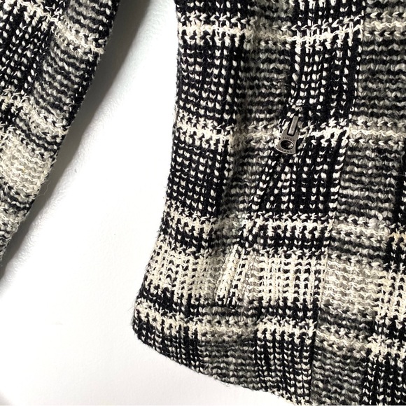 Lucky Brand Black White Tweed Zipper Moto Blazer Coat - Picture 5 of 8